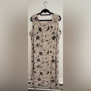 5 for $10 Laura Scott size 18W Beige Floral Sleeveless Dress